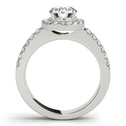 Bids.com 14k White Gold Halo Diamond Engagement Ring With Double Row Band (1 3/8 cttw) Rings