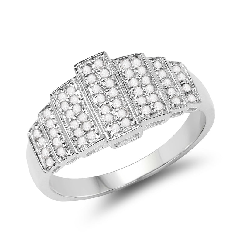 Bids.com 14K White Gold Plated 0.26 Carat Genuine White Diamond .925 Sterling Silver Ring Rings