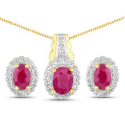 Bids.com 1.94 Carat Genuine Johnson Ruby and White Topaz .925 Sterling Silver Jewelry Set Jewelry Sets