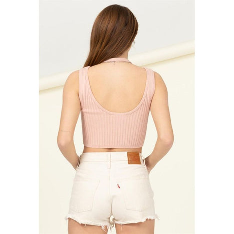 Perfect Girl Ribbed Open-Back Crop Top