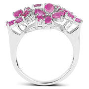 Bids.com 3.51 Carat Genuine Ruby and White Zircon .925 Sterling Silver Ring Rings