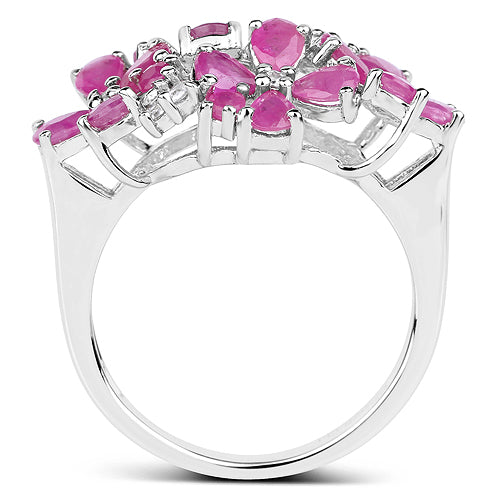 Bids.com 3.51 Carat Genuine Ruby and White Zircon .925 Sterling Silver Ring Rings