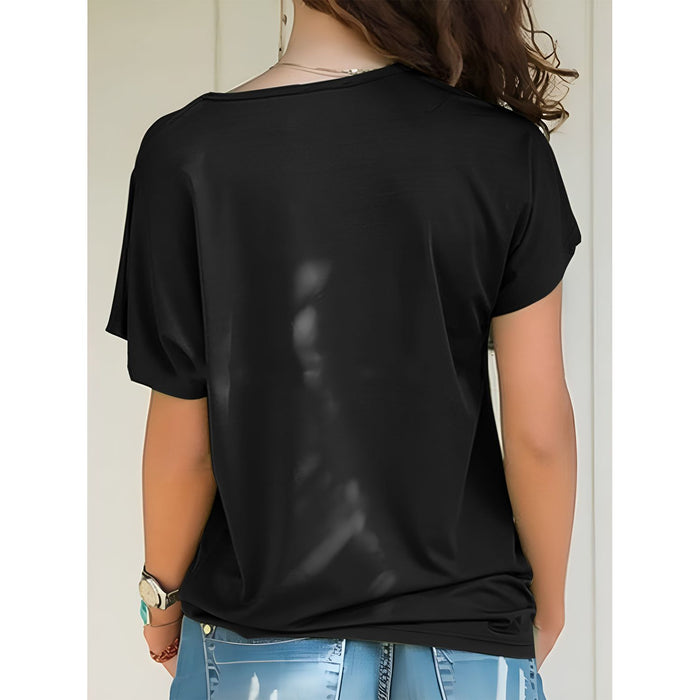 Asymmetrical Neck Short Sleeve T-Shirt