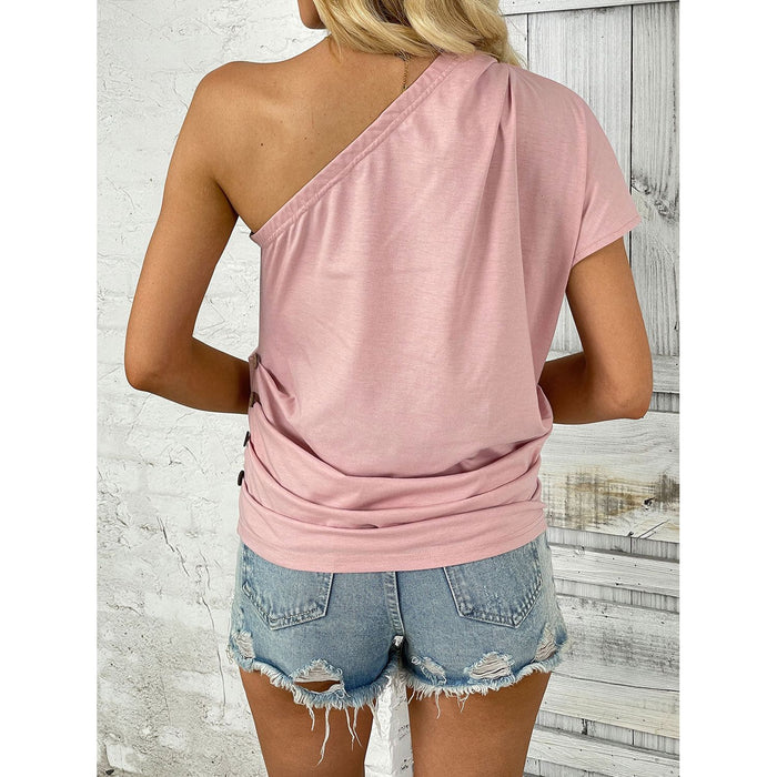 One Shoulder Short Sleeve T-Shirt