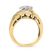 Bids.com 10K Yellow and White Gold 3/4 Cttw Diamond Cluster and Swirl Ring (H-I Color, I1-I2 Clarity) Rings