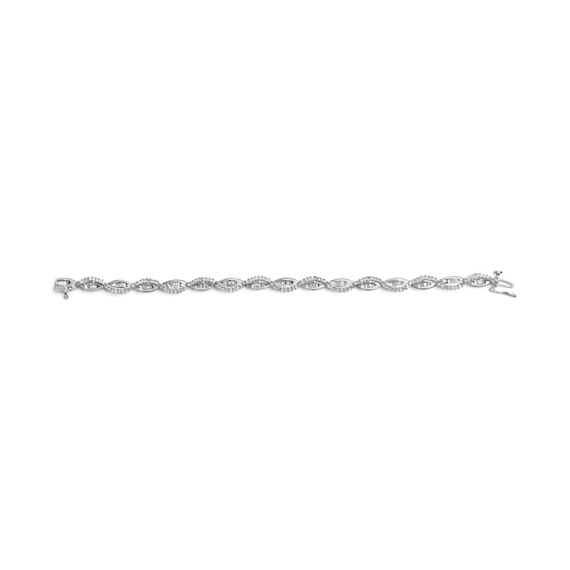 Bids.com 14K White Gold 2.00 Cttw Diamond Swirl and Pear Shape Link Bracelet (I-J Color, I2-I3 Clarity) - 7" Bracelets