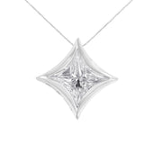 Bids.com 10K White Gold 1/10 Cttw Bezel Set Solitaire Princess Cut Diamond Kite Shaped Pendent Necklace - 18" Inches Necklaces