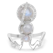 Bids.com 2.79 Carat Genuine Labradorite And White Topaz .925 Sterling Silver Ring Rings