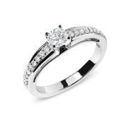 Bids.com 14K White Gold 1/2 Cttw Diamond Solitaire Pave Set Engagement Ring (G-H Color, VS2-SI1 Clarity) - Size 7 Rings
