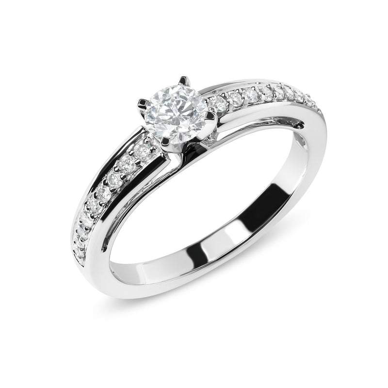 Bids.com 14K White Gold 1/2 Cttw Diamond Solitaire Pave Set Engagement Ring (G-H Color, VS2-SI1 Clarity) - Size 7 Rings