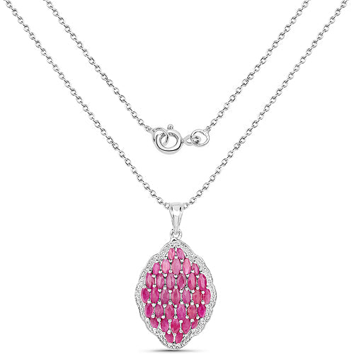 Bids.com 4.46 Carat Genuine Ruby .925 Sterling Silver Pendant Pendants
