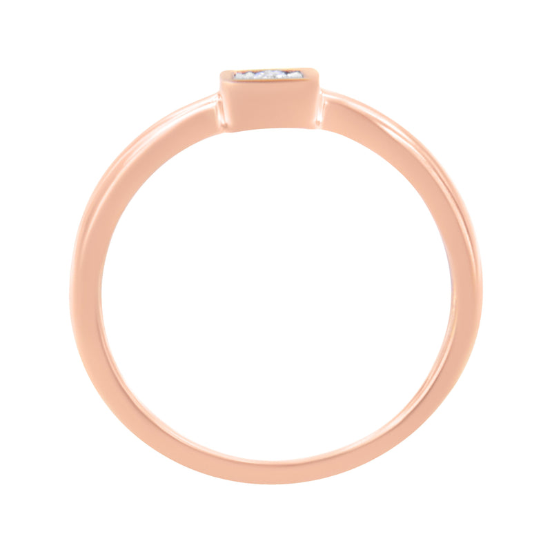 Bids.com 14K Rose Gold Plated .925 Sterling Silver 1/20 cttw Miracle Set Diamond Promise Ring (J-K Color, I1-I2 Clarity) - Size 6 Rings