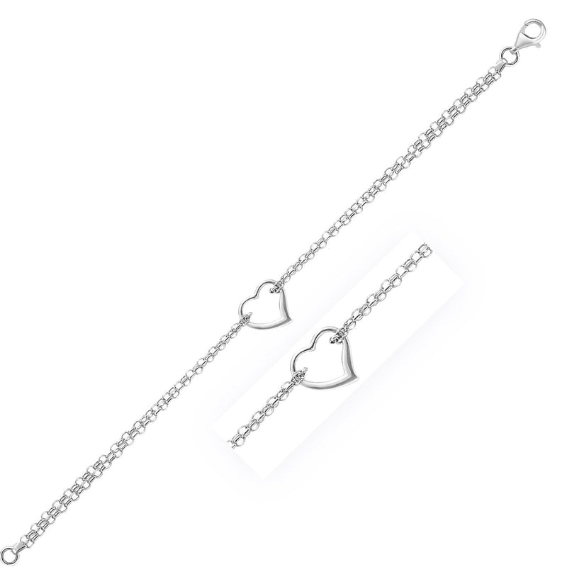 Bids.com 14k White Gold Cable Chain Anklet with Open Heart Station Accessories