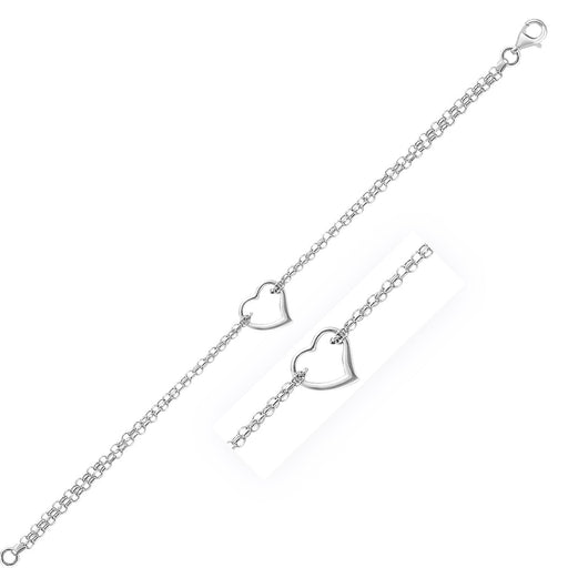 Bids.com 14k White Gold Cable Chain Anklet with Open Heart Station Accessories
