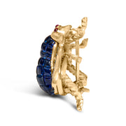 Bids.com 18K Yellow Gold 3/8 Cttw Diamond and 5 4/5 Cttw Blue Sapphire Bumblebee Brooch Pin (F-G Color, VS2-SI1 Clarity) Accessories