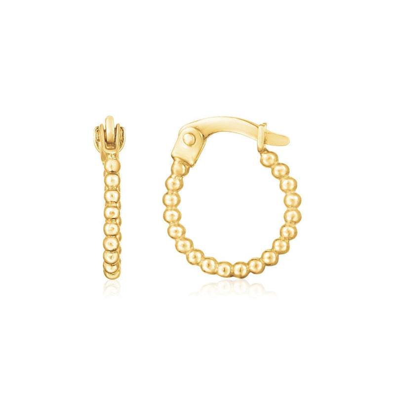 Bids.com 14K Yellow Gold Bead Hinged Hoop Earrings Earrings