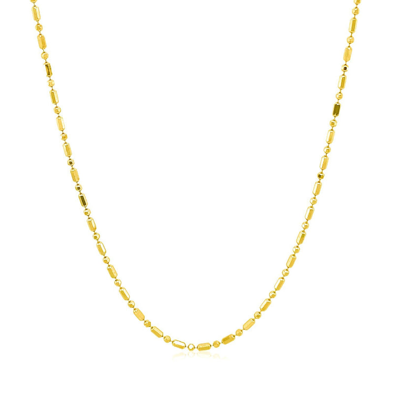 Bids.com 14k Yellow Gold Diamond-Cut Alternating Bead Chain 1.2mm Necklaces
