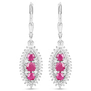 Bids.com 4.32 Carat Genuine Ruby and White Topaz .925 Sterling Silver 3 Piece Jewelry Set (Ring, Earrings, and Pendant w/ Chain) Jewelry Sets