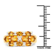 Bids.com 14K Yellow Gold Plated 2.48 Carat Genuine Citrine & White Topaz .925 Sterling Silver Ring Rings