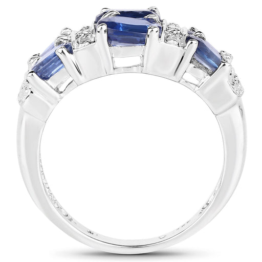Bids.com 2.44 Carat Genuine Kyanite .925 Sterling Silver Ring Rings White Smoke size 7.00,size 8.00,size 6.00