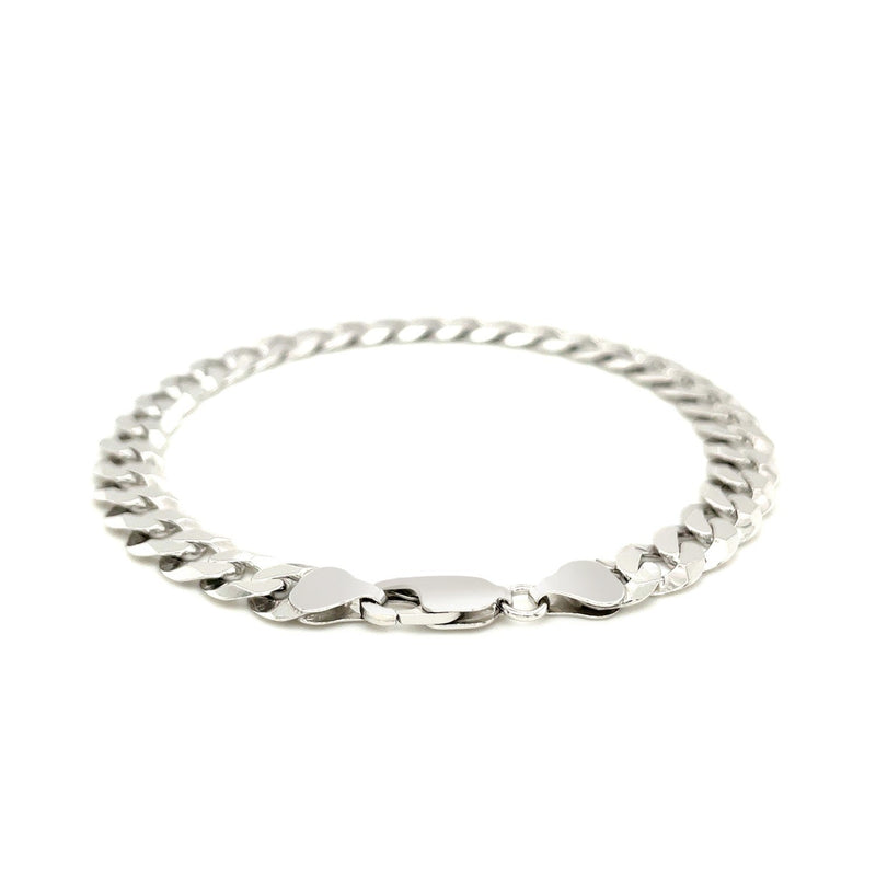 Bids.com Rhodium Plated 7.9mm Sterling Silver Curb Style Bracelet Bracelets