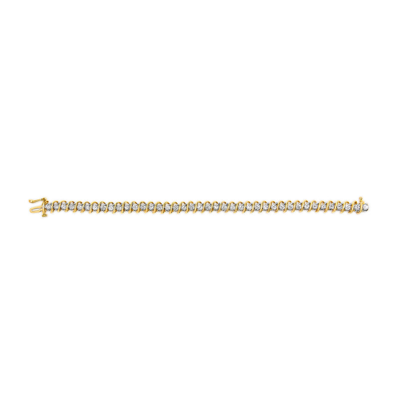 Bids.com 18K Yellow Gold 4.0 Cttw Round-Cut Diamond S-Link 7" Inch Tennis Bracelet (I-J Color, SI1-SI2 Clarity) Bracelets