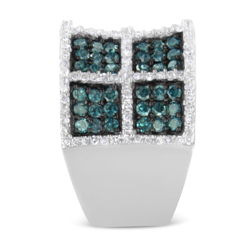 Bids.com 14K White Gold White and Treated Blue Diamond Cocktail Ring (1 1/2 Cttw, H-I Color, I1-I2 Clarity) - Size 6 Rings