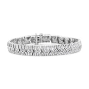 Bids.com .925 Sterling Silver 3.00 Cttw Diamond Chevron Link Bracelet (I2-I3 Clarity, I-J Color) - Size 7.25" Bracelets