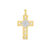 Bids.com 14k Two Tone Gold High Polish Diamond Cut Cross Pendant Pendants