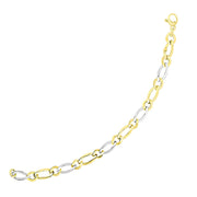 Bids.com 14k Two-Tone Gold Figaro Chain Bracelet with Long and Short Links Bracelets