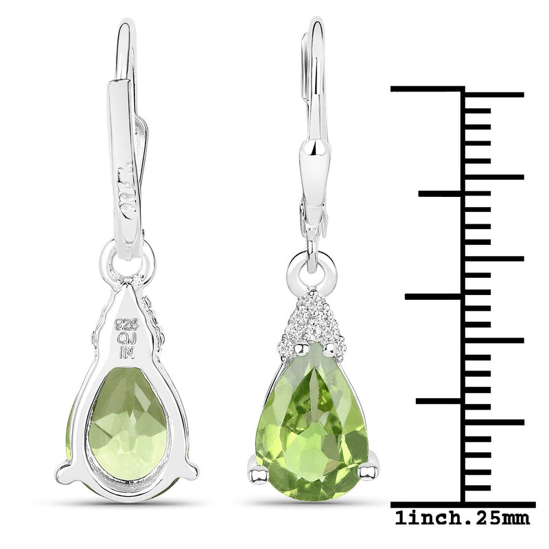 Bids.com 2.80 Carat Genuine Peridot and White Zircon .925 Sterling Silver Earrings Earrings
