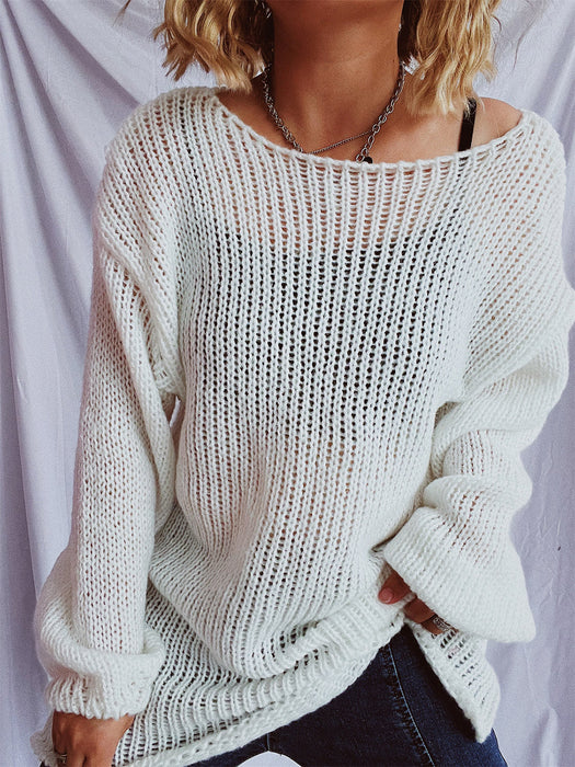 Boat Neck Dropped Shoulder Sweater