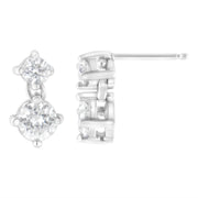 Bids.com 14K White Gold 1 cttw Double Diamond Stud Earrings (H-I Clarity, SI2-I1 Color) Earrings