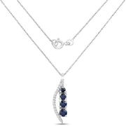 Bids.com 0.40 Carat Genuine Blue Sapphire and White Diamond 14K White Gold Pendant Pendants