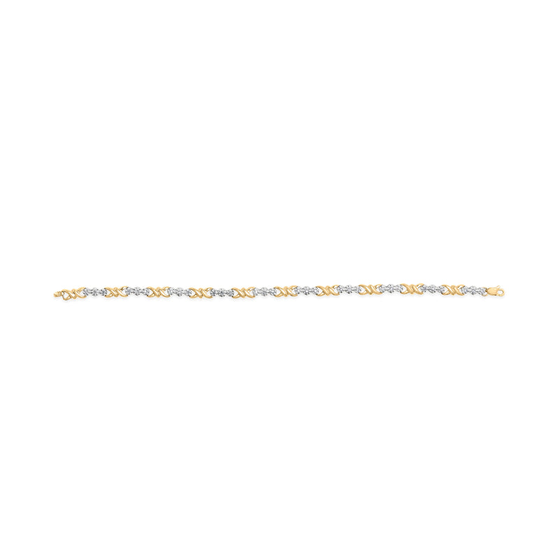 Bids.com 10k Yellow Gold 1/3 Cttw Diamond 3 Stone and X-Link Bracelet (I-J Color, I1-I2 Clarity) - 7.50" Inches Bracelets