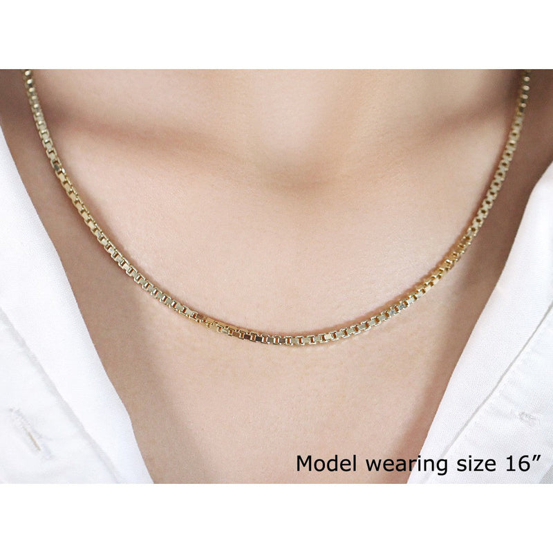 Bids.com 2.5mm 14k Yellow Gold Semi Solid Box Chain Necklaces