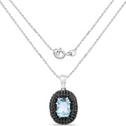Bids.com 6.70 Carat Genuine Blue Topaz and Black Spinel .925 Sterling Silver Pendant Pendants