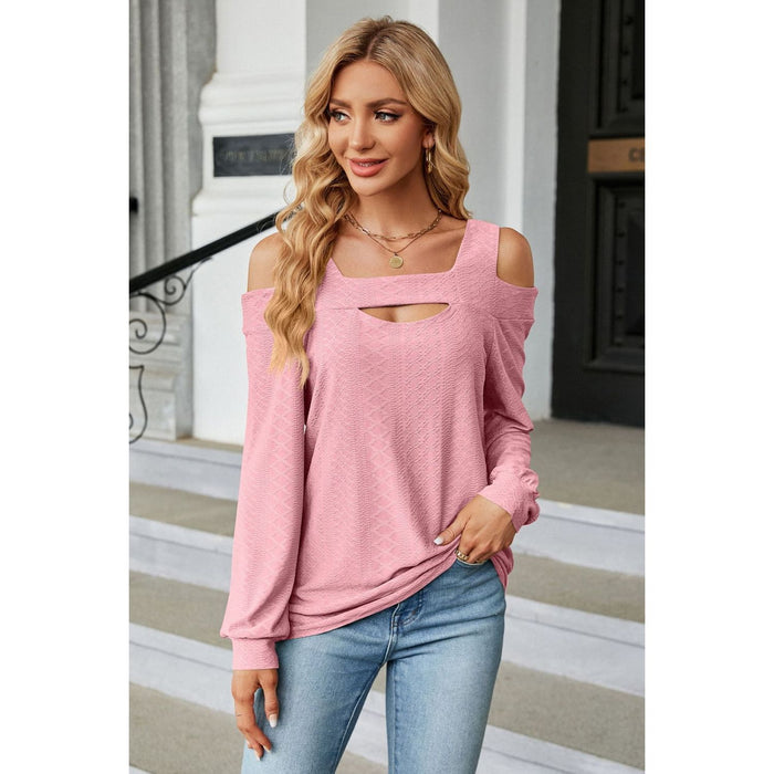 Cold Shoulder Square Neck Cutout Blouse