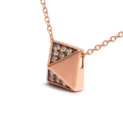 Bids.com 14K Rose Gold 1/4 Cttw Brown Diamond Matte Finished Pyramid Pendant Necklace (Brown Color, SI1-SI2 Clarity) - 18" Inches Necklaces