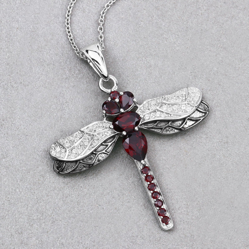 Bids.com 2.29 Carat Genuine Garnet and White Topaz .925 Sterling Silver Pendant Pendants