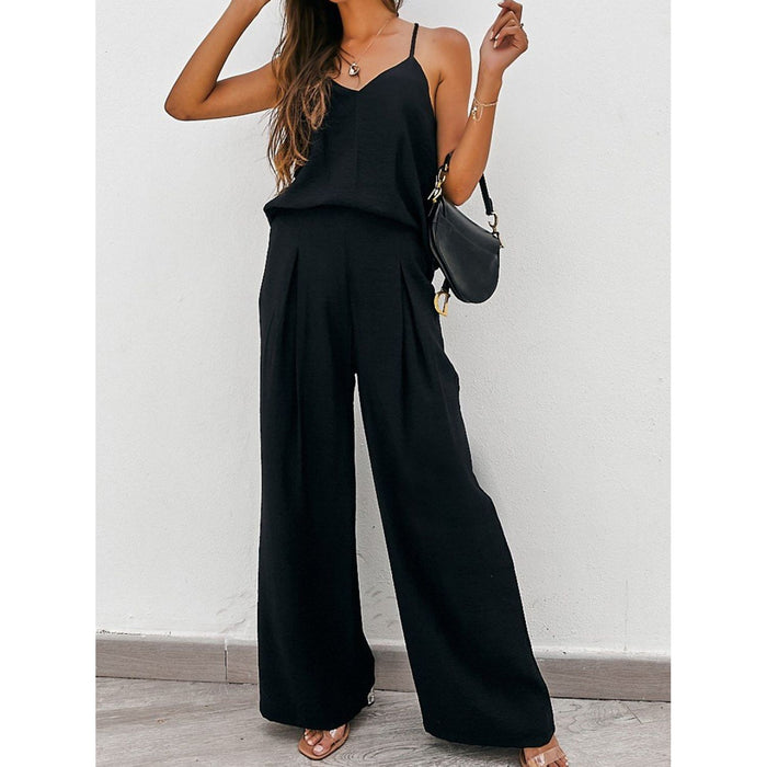 Spaghetti Strap Cami and Wide Leg Pants Set