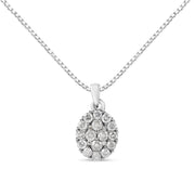 Bids.com .925 Sterling Silver 1 1/2 Cttw Diamond Oval Cluster Pendant Necklace (I-J Color, I2-I3 Clarity) - 18" Necklaces