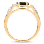 Bids.com 18K Yellow Gold Plated 2.79 Carat Genuine Chrome Diopside & White Topaz .925 Sterling Silver Ring Rings