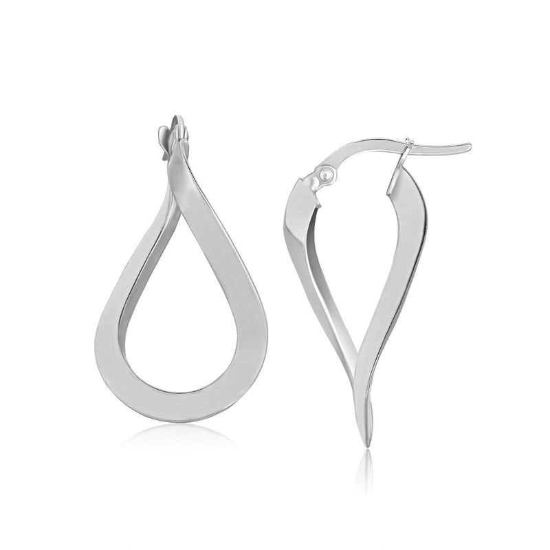 Bids.com 14k White Gold Twisted Freeform Hoop Earrings Earrings
