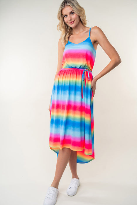 White Birch Ombre Striped Midi Cami Dress