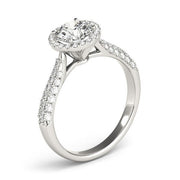 Bids.com 14k White Gold Halo Diamond Engagement Ring with Pave Band (1 1/3 cttw) Rings