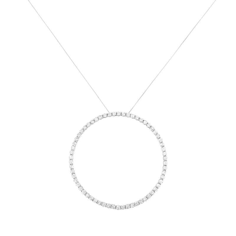 Bids.com .925 Sterling Silver 5.0 Cttw Prong Set Round-cut Diamond Open Circle Hoop 18" Pendant Necklace (I-J Color, I2-I3 Clarity) Necklaces