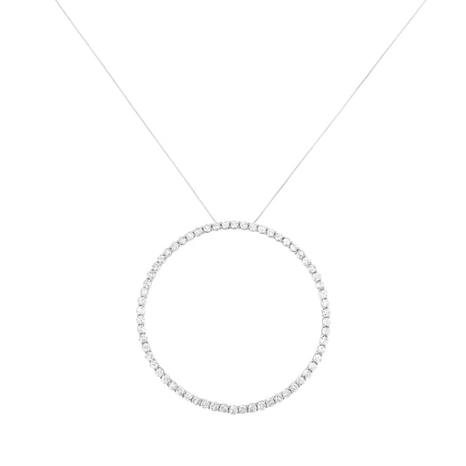 Bids.com .925 Sterling Silver 5.0 Cttw Prong Set Round-cut Diamond Open Circle Hoop 18" Pendant Necklace (I-J Color, I2-I3 Clarity) Necklaces