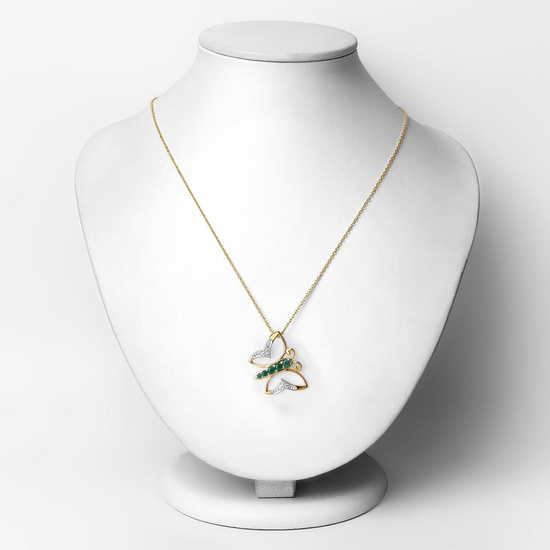 Bids.com 0.51 Carat Genuine Emerald and White Zircon .925 Sterling Silver Necklace Necklaces