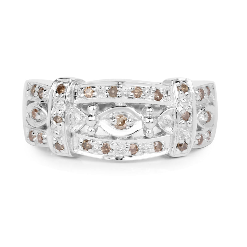 Bids.com 0.32 Carat Genuine Champagne Diamond .925 Sterling Silver Ring Rings